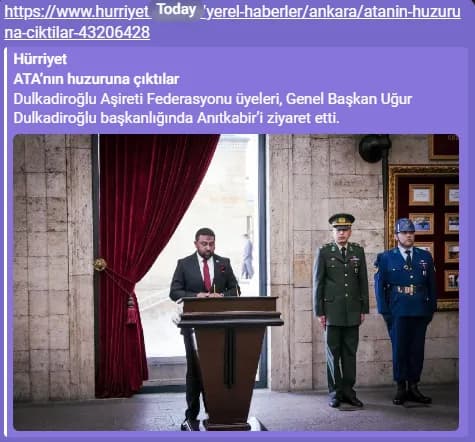 Dulkadiroğlu Aşireti Federasyonu üyeleri Anıtkabir’i ziyaret etti.