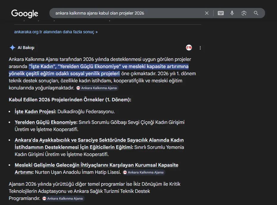 Ankara Kalkınma Ajansı Proje Kabulü